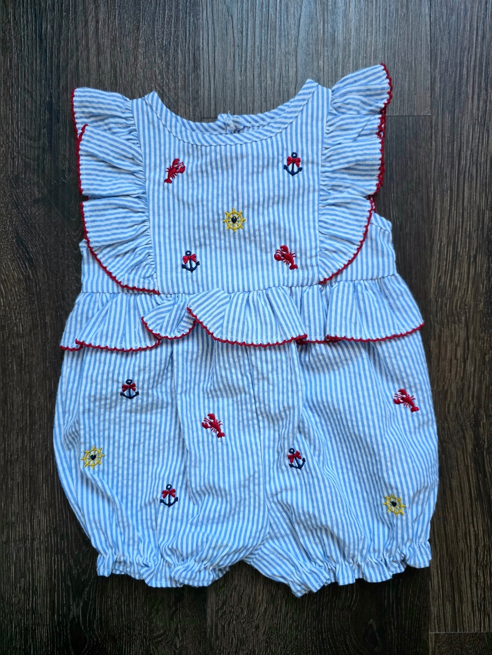 Good Lad blue nautical seersucker romper